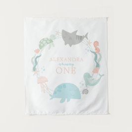 Verjaardag 'Under The Sea' eerste verjaardag  Wandkleed
