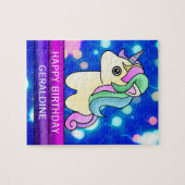  verjaardag Unicorn met gloeiende ballonnen Legpuzzel (Horizontaal)