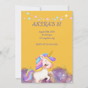 VERJAARDAG UNICORN UITNODIGING