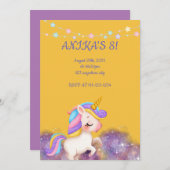 VERJAARDAG UNICORN UITNODIGING (Voorkant / Achterkant)