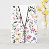 Verjaardag Unzipped Rits op Wildflower Patroon Kaart (Gele Bloem)