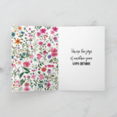Verjaardag Unzipped Rits op Wildflower Patroon Kaart (Binnen)