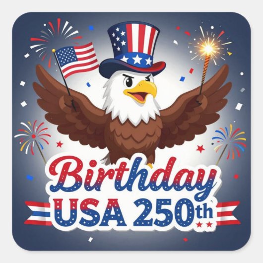 Verjaardag USA vierkante sticker (Voorkant)
