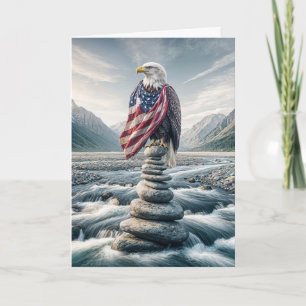 Verjaardag USA Zeearend Op Steenmannetje Kaart
