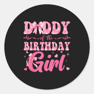 Verjaardag Vader Familie Roze Coquette Ronde Sticker
