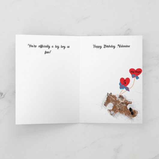 Verjaardag Valentijn G kaart: Turning Five Kaart (Binnen)