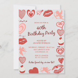 Verjaardag Valentijnsdag 40ste Grijs Cute engel Kaart