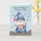 Verjaardag Valentijnsdag Funny Gnome Dragen Denim Kaart (Gele Bloem)
