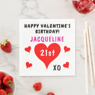 Verjaardag Valentijnsdag Rode Hartjes Naam Servet