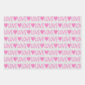 Verjaardag Valentijnsdag Roze Witte Glitter Harten Inpakpapier Vel (Voorkant)