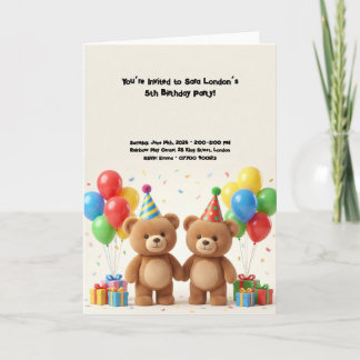 Verjaardag van Adorable Teddy Bear  Kaart
