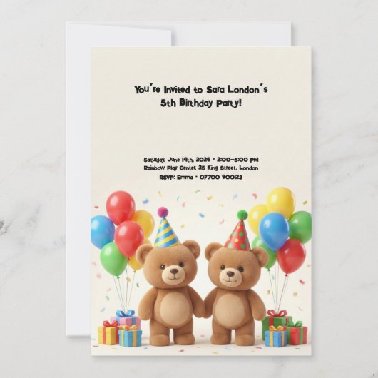 Verjaardag van Adorable Teddy Bear Kaart (Voorkant)