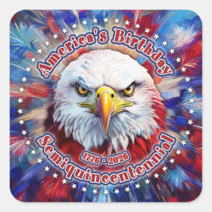 Verjaardag van Amerika Halverwege de Kwart Eeuw Ro Vierkante Sticker