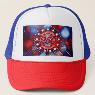 Verjaardag van Amerika Semiquin Grafisch Vuurwerk  Trucker Pet
