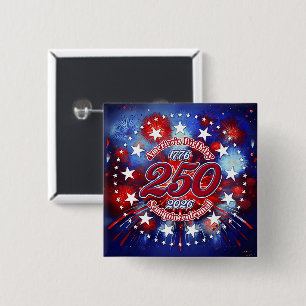 Verjaardag van Amerika Semiquin Grafisch Vuurwerk Vierkante Button 5,1 Cm