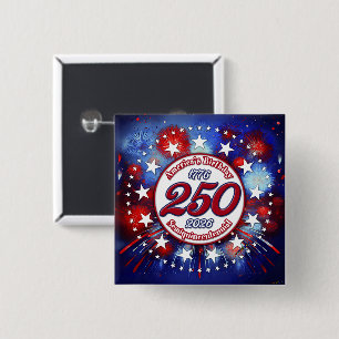 Verjaardag van Amerika Semiquin Grafische Vuurwerk Vierkante Button 5,1 Cm