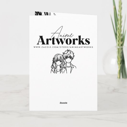 Verjaardag van Anime Warrior en Dragon Girl Kaart (Achterkant)