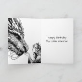 Verjaardag van Anime Warrior en Dragon Girl Kaart (Binnen)