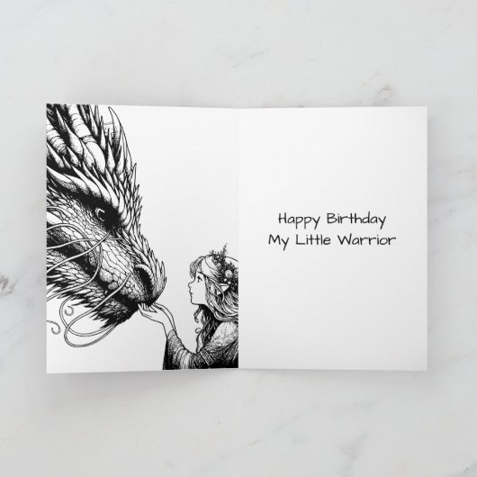 Verjaardag van Anime Warrior en Dragon Girl Kaart (Binnen)