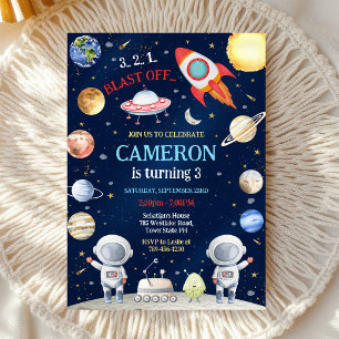 Verjaardag van astronaut in de ruimte met raketlan kaart