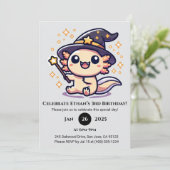 Verjaardag van Axolotl met toverstok Kaart (Staand voorkant)