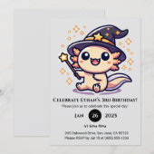 Verjaardag van Axolotl met toverstok Kaart (Voorkant / Achterkant)