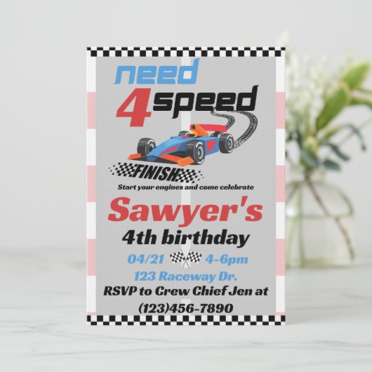 Verjaardag van behoefte 4 snelheid kaart (Staand voorkant)