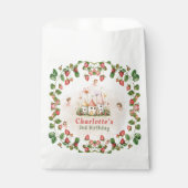 Verjaardag van betoverde feeëntuin met aardbei bedankzakje (Voorkant)