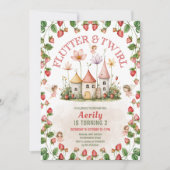 Verjaardag van betoverde feeëntuin met aardbei kaart (Voorkant)