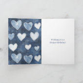Verjaardag van Blue Hearts Kaart (Binnen)