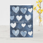 Verjaardag van Blue Hearts Kaart (Gele Bloem)