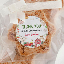 Verjaardag van boerderijdieren ronde sticker