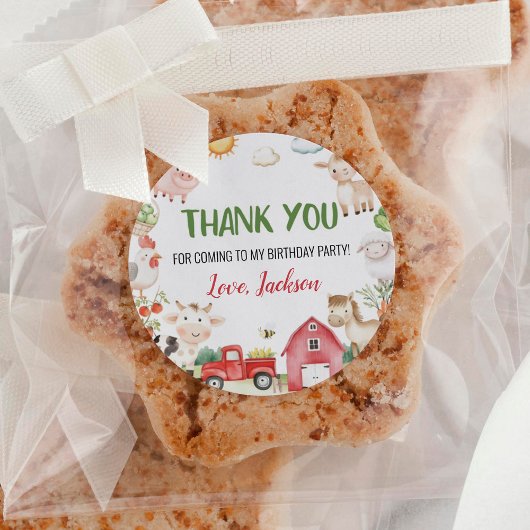 Verjaardag van boerderijdieren ronde sticker