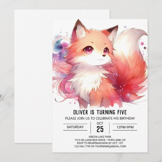 Verjaardag van Boho Fox Kaart (Voorkant / Achterkant)