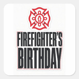 Verjaardag van brandweerman vierkante sticker