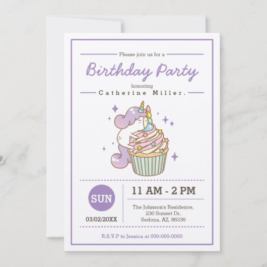 Verjaardag van Bubu en Monch Unicorn Kaart (Voorkant)