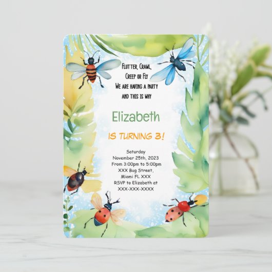 Verjaardag van bug kaart (Staand voorkant)