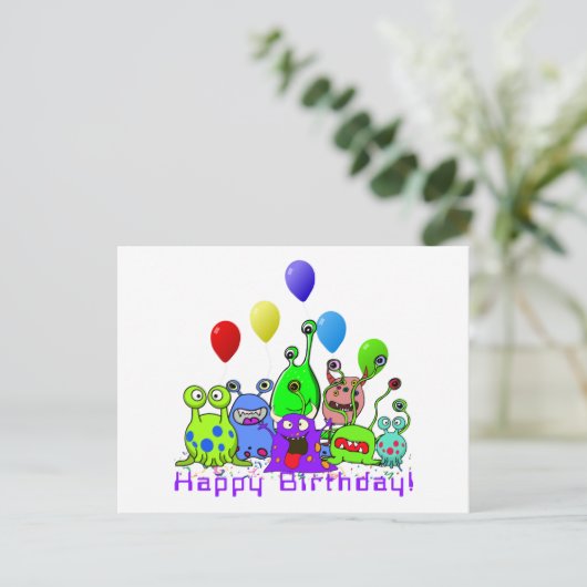 Verjaardag van buitenaards wezen vieren briefkaart (Staand voorkant)