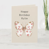 Verjaardag van Butterfly Hearts Kaart (Voorkant)