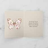 Verjaardag van Butterfly Hearts Kaart (Binnen)