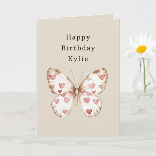 Verjaardag van Butterfly Hearts Kaart (Kleine Plant)