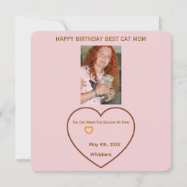 Verjaardag van Cat Mom Foto Harten Aangepast Feestdagenkaart