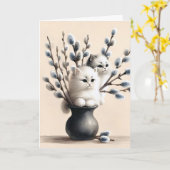 Verjaardag van Cats in Poesje Willows Kaart (Gele Bloem)