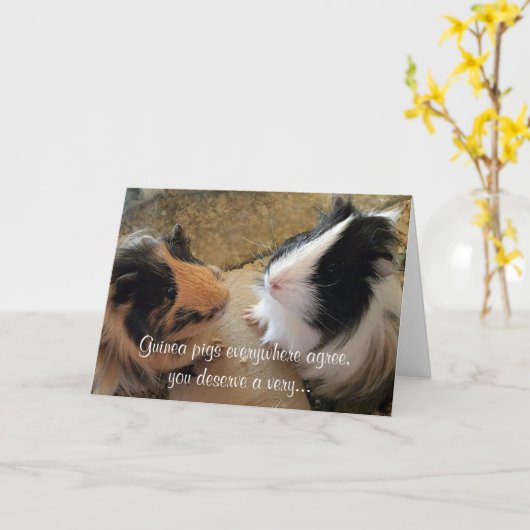 Verjaardag van cavia's kaart (Gele Bloem)