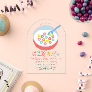 Verjaardag van Cereal-sly Awesome Roze Cereal Meis Acryl Uitnodigingen
