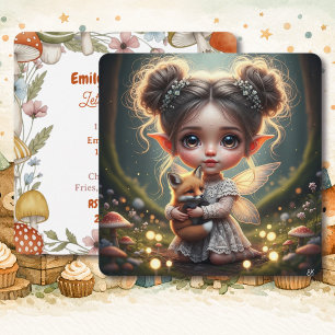 Verjaardag van Chibi Feeënmeisje en Baby Vosje  Kaart