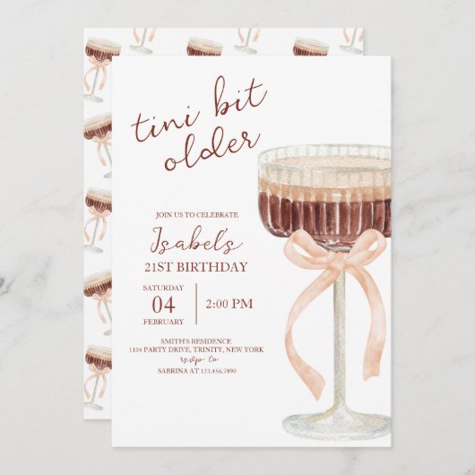 Verjaardag van Coquette Martini Kaart (Voorkant / Achterkant)