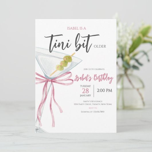 Verjaardag van Coquette Martini Kaart (Staand voorkant)