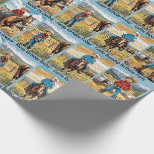 Verjaardag van Cowboy Jongen Personaliseer Naam Cadeaupapier