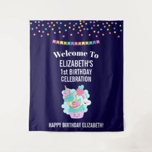 Verjaardag van Cute Cupcake en Happy Ice Cream Wandkleed